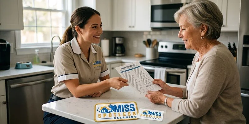 Salisbury homeowner receiving a professional cleaning service quote and service details